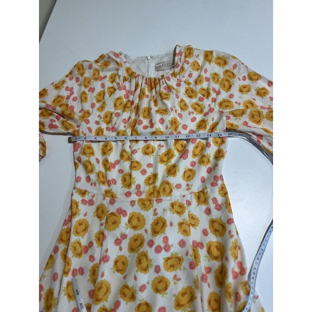 Keepsake Dissolve Midi Dress Yellow Ivory M Grandmacore Floral Flowy Feminine - Picture 7 of 11